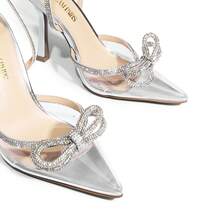 Women's Rhinestone Ankle Strap High Heels Destiny Closed Toe Strappy Heels Sexy  Pumps Wedding Bridal Party Prom Dress Shoes - BẠC-Rõ ràng - Xem 8