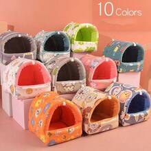 Lồng mini dễ thương hình thỏ sóc thảm cotton ấm áp mùa đông cho chuột lang nhà cho chuột hamster giường ngủ cho thú cưng nhỏ lồng treo - Nhiều màu - Xem 4