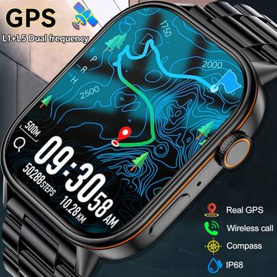 KENPANG 2025 New Fashion Smart Watch Series 10, Dual Frequency GPS Positioning, Bluetooth Call, Reminder, Voice Assistant, 2.01inch Screen, Fitness Tracker Watch, Heart Rate, Sleep Monitoring, GPS Path Track, Compass, IP68 Waterproof, 420mAh Battery Watch Compatible With Android IOS, Men, Women