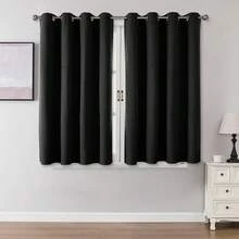 1pc/2pcs Linen-Like Blackout Curtains, Available In Multiple Sizes For Bedroom, Living Room, Home Theater, Dining Room, With Eyelets - Black - View 27