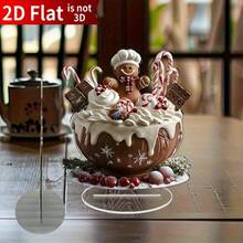 Decorazione natalizia in stile pan di zenzero piatta 2D - Centrotavola da tavolo con accenti di bastoncini di zucchero - Decorazione per casa/ufficio in acrilico per feste - Ornamento natalizio facile da pulire - Centrotavola o elemento decorativo per le festività - Senza alimentazione elettrica, Decorazione natalizia in stile pan di zenzero, Arte a tema natalizio, Lavorazione artigianale di alta qualità, Dettagli fatti a mano, Perfetto per gli organizzatori di feste, Spessore piatto 2D 0,3 cm