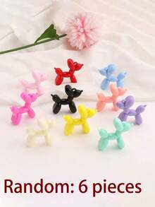 6/10/22/49pcs Mixed Solid Color Cute Balloon Dog Shaped Resin Decor, Glow-In-The-Dark Balloon Dog Pendant, Small Dog Decorative Accessories Suitable For Earrings, Hair Accessories, Stationery, Phone Cases, Keychains, Shoes, Refrigerator Magnets, DIY Jewelry Making