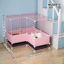 Indoor Small Pet Cage With Tray, Rabbit Hutch With Litter Box, Suitable For Kittens - Multicolor - View 1