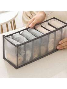 3pcs Foldable Divided Storage Box, Underwear Organizer For Bra, Panty, Socks, Random Color (White, Grey, Beige, Black, Etc.) - Multicolor - View 10