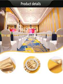 1pc/6pcs/10pcs/20pcs Luxury Shiny Gold Elastic Spandex Chair Sashes Bands Stretch Wedding Metallic Chair Bow Ties With Round Buckle Slider For Wedding, Home, Party, Banquet, Restaurant, Hotel Reception Events Universal Ceremony Chair Decorations