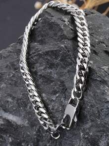 1 chiếc vòng tay mắt xích dày bằng thép không gỉ mạ vàng 18K, phụ kiện thời trang Hip Hop chắc chắn có thể điều chỉnh, phù hợp để đeo hàng ngày cho nam giới, tiệc tùng, quà tặng cho bạn trai, quà tặng xã giao - Vòng tay xích  dành cho nam - Xem 10