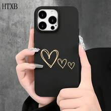 Funda protectora para phone con diseño de corazón amarillo y orificios grandes. Compatible con phone 16 Pro Max, 16, 15 Pro, 14, 14 Plus/14 Pro Max, 13, 13 Pro, 12 Pro, 11/11 Pro. Regalos para cumpleaños y fiestas - Negro - Ver 4