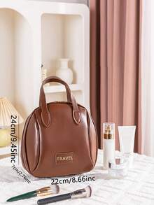 1pc Shell Shaped Cosmetic Bag, Travel Portable Organizer Pouch, PU Leather Waterproof Handbag - Multicolor - View 9
