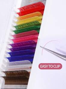 MAGEFY 16排彩色假睫毛，单根睫毛簇，8种颜色可选，10毫米、11毫米、13毫米、14毫米，彩虹色、玫瑰粉、绿色、蓝色、紫色、黄色仿貂毛彩色假睫毛，专业浓密单根假睫毛，柔软俄罗斯合成睫毛，高级沙龙级睫毛托盘，美睫师专用，0.07毫米 - 彩色 - 查看 8