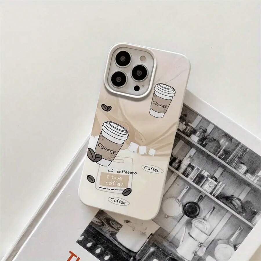 Funda protectora para phone con diseño de granos de café (1 unidad), compatible con phone 16 Pro Max, 16, 15 Pro, 14, 14 Plus/14 Pro Max, 13, 13 Pro, 12 Pro, 11/11 Pro. Regalos para cumpleaños y festividades - Blanco - Ver 1