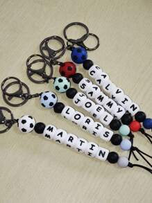 1pc Colorful Football Silicone Keychain, Personalized Handmade Custom Beads, Sports Keychain/Backpack Chain, Sports Gift,Apparel Accessories,Chic Autumn,Boyfriend,Girlfriend,Family,Friends - Silicone Keychain - View 10