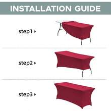 6FT Stretch Spandex Table Cover For Rectangular Fitted Folding Tables Wrinkle Resistant Elastic Stretchable Patio Tablecloth Protector For Party Banquet Wedding And Events Apple Red