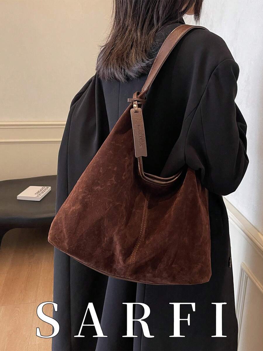 时尚纯色休闲女士单肩包，简约经典百搭单肩包，轻便休闲校园风学生手提包，大学生休闲旅行轻便收纳手提包