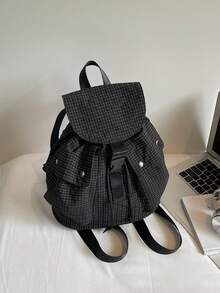 2025新款格纹布背包，休闲设计女式轻便旅行背包，韩版风格 - 彩色 - 查看 2