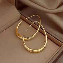 1pair Simple U-Shaped Hoop Earrings For Women - Vàng - Xem 5