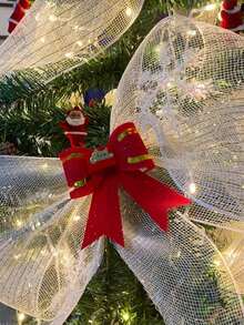 1 Roll, 900cm Christmas Decorative Ribbon, Christmas Party Decor Streamer, DIY Christmas Tree Decoration Ribbon, Tulle Bow Hanging Ornament, Suitable For Christmas Tree Decor, Home Decor, Room Decor, Bedroom Decor, New Year Decor, Christmas Decorations, Holiday Party Decor, Christmas Party Supplies, Christmas Themed Holiday Hanging Decor, Party Favors, Happy New Year, Christmas Gifts, Christmas Decorations, Christmas Event Party Supplies, Gifts For Friends And Family - Multicolor - View 10