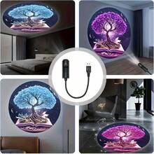 Proyector de luz en forma de árbol de la vida LED, lámpara de cielo estrellado romántica alimentada por USB para dormitorio, luz de proyección HD de alta luminosidad para decoración de habitación, luz nocturna creativa, iluminación de ambiente soñadora, regalo de cumpleaños, fiesta en casa y pared - Negro - Ver 4