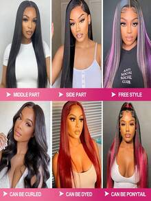 bling hair Straight Human Hair Lace Front Wigs, 13x4 13x6 Transparent Lace Front Wigs For Women, Glueless Brazilian Human Hair Lace Front Wig, 180% Density, Pre Plucked With Baby Hairline - SNatural - 查看 6