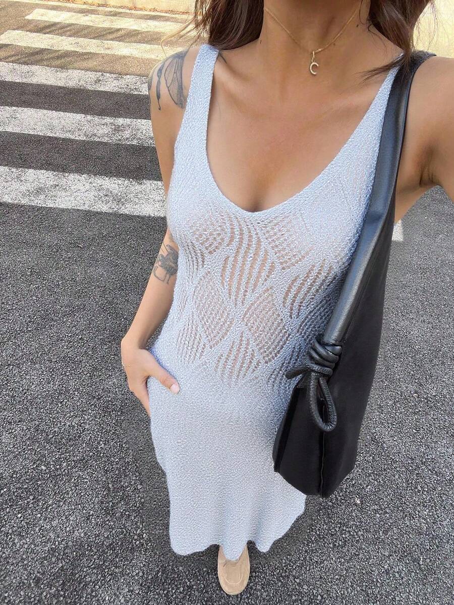 Women Midi Dresses - Silver - View 1