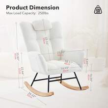 Rocking Chairs Rocking Chair Teddy Upholstered Glider Accent Chair With High Back For Bedroom Living Room, Beige/Brown - 米色 - 查看 3