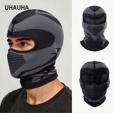 UHAUHA 1pc Sports Style Motorcycle Face Mask, Bicolor Mecha Pattern Helmet, Windproof & Warm, Unisex Multifunctional Neck Gaiter, Breathable Moisture-Wicking Soft Sun Protection Windproof Dust Outdoor Cycling Balaclava - Multicolor - View 2