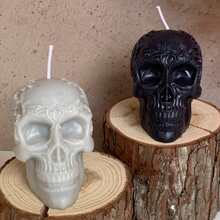 1pc Halloween Skull Scented Candle, Suitable For Indoor Halloween Parties And As Gifts, Can Also Be Used As Halloween Decorations, Creating A Spooky Atmosphere For Home Or Room Decor - Multicolor - View 7