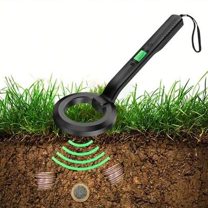 1pc Handheld Metal Detector With LCD Display - High Sensitivity 360° Detection, Vibration Alarm And Ergonomic Design, Suitable For Treasure Hunting, Gold Detection, Battery Powered (Batteries Not Included), Handheld Metal Detector Wand