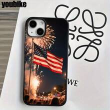 Funda protectora para phone con diseño de fuegos artificiales americanos (1 unidad), compatible con phone 16 Pro Max, 16, 15 Pro, 14, 14 Plus/14 Pro Max, 13, 13 Pro, 12 Pro, 11/11 Pro. Regalos para cumpleaños y festividades - Negro - Ver 3