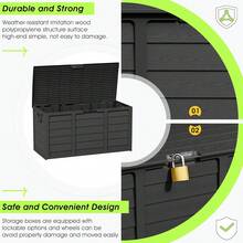 70 Gallon Outdoor Storage Deck Box Weatherproof Durable Resin Container - Đen - Loại B - Xem 6