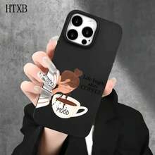 Funda protectora para phone con diseño de niña lavándose la cara con café, orificios grandes, compatible con phone 16 Pro Max, 16, 15 Pro, 14, 14 Plus/14 Pro Max, 13, 13 Pro, 12 Pro y 11/11 Pro. Regalos para cumpleaños y fiestas. - Negro - Ver 4