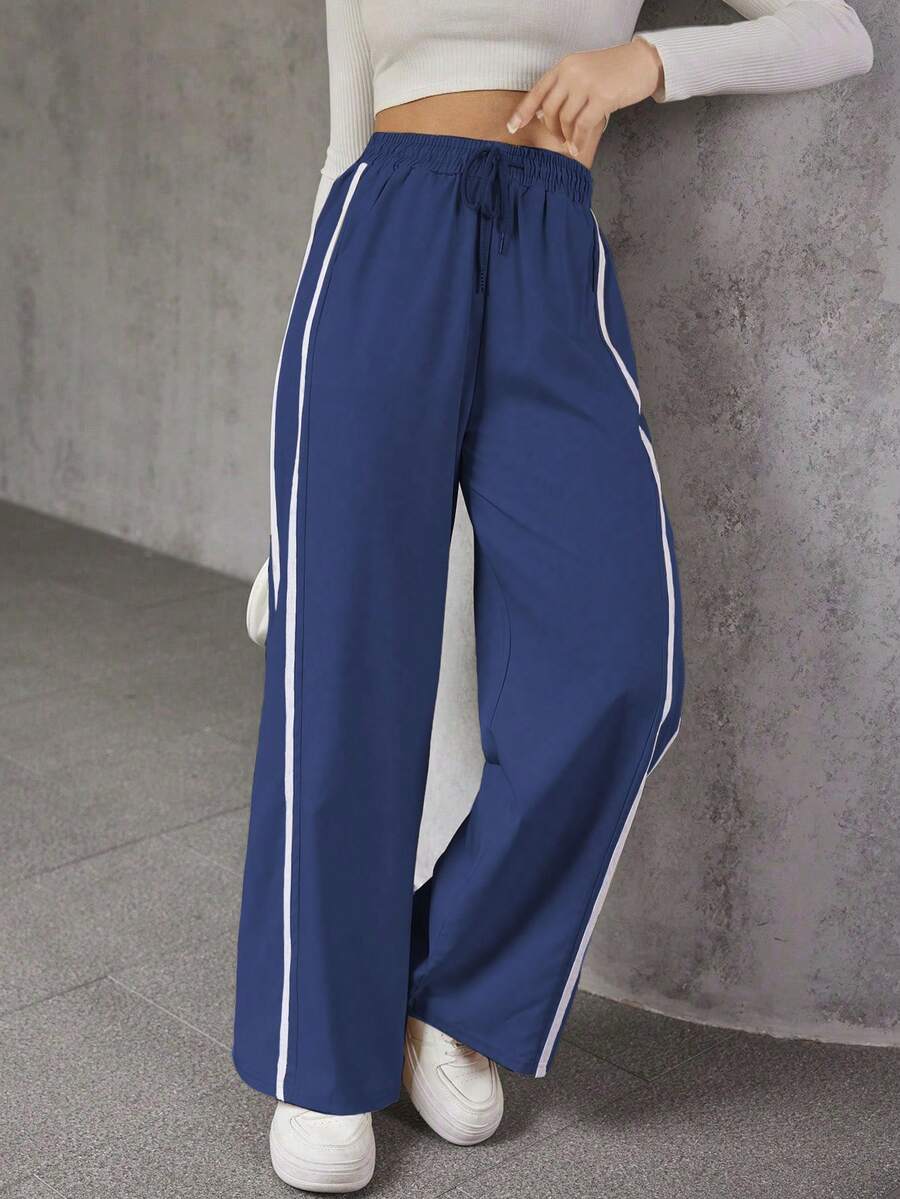 A&DD MODA, REF: ADD8823, Women's Elastic Pants, Casual, Wide, Breathable, Fine Silk, Icy, Light, Comfortable, Casual, Elegant, Modern, Stylish, Premium Quality, All Day Comfort, Perfect For Summer, Soft Touch, Freshness, Ideal For Heat. - 藏蓝色 - 查看 1