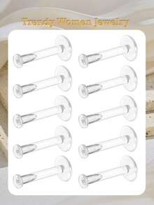 10 piezas de pendientes transparentes de 16g para deportes y trabajo, retenedores de piercing de labret Bioflex, pernos de piercing de plástico transparente para hélix, trago, labio, medusa y Monroe (6-12mm) - transparente - Ver 1