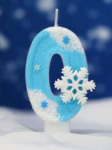 1件雪花花瓣數字生日蠟燭，藍色數字，聖誕白色雪花主題白色與藍色大雪花數字生日蠟燭 - 彩色 - 查看 13