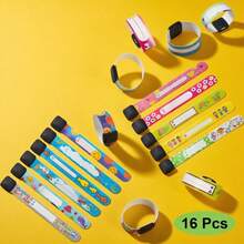 4/16pcs Reusable Safety ID Wristbands, Adjustable Waterproof Identification Bracelet For Outdoor Activities, Name Tag Wrist Strap