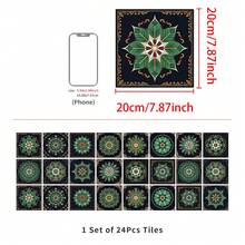 24 piezas Adhesivos decorativos de estilo mandala autoadhesivos y removibles para decoración del hogar (no son azulejos). Resistentes al agua y al aceite, adecuados para la cocina, salpicadero de cocina autoadhesivo, adhesivos con temática de alimentos, aptos para decorar la sala de estar, dormitorio, cocina, oficina, baño y otras habitaciones - Multicolor - Ver 19