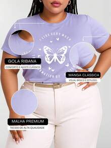 Plus Size T-Shirts - 紫丁香色 - 查看 3