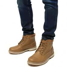 Athlefit Men's Hiking Boots Fashion Casual Chukka Work Boots Lace Up Low Heel Ankle Booties - 駝色 - 查看 6