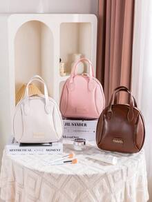 1pc Shell Shaped Cosmetic Bag, Travel Portable Organizer Pouch, PU Leather Waterproof Handbag - Multicolor - View 1