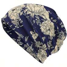 1/6 件 活力波西米亚花卉印花针织帽、围脖、弹力无檐帽、复古男女通用围脖、柔软无檐帽 - 彩色 - 查看 14