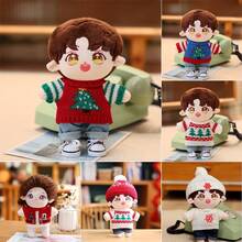 20厘米娃娃圣诞服装两件套（上衣+裤子），毛绒娃娃挂件雪花圣诞树毛衣套装，青少年娃娃万圣节圣诞派对用品娃娃（仅含娃娃衣服）