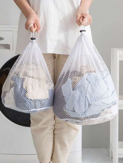 Laundry Bag With Drawstring And Honeycomb Mesh (For Delicate Clothes), Thick Fine Mesh Washing Machine Bag, Hanging Laundry Hamper, Multifunctional Clothes Storage Mesh Bag, Wall-Mounted Changing Laundry Bag Closet Organization And Storage Clothes Organizer Bedroom