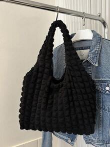 Túi đeo vai họa tiết mây và hoa, ba lô mới dành cho nữ sinh, túi xách tối giản và túi mua sắm bằng vải canvas. - màu đen - Xem 1