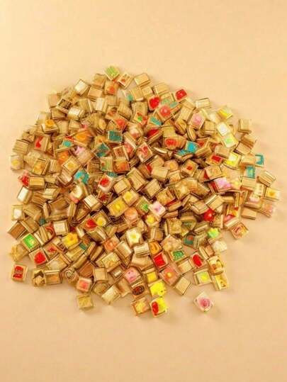 20pcs Random Style Fashionable Gold-Color Italian Charm Bracelets, Stainless Steel Jewelry Making, Random Module Combination Charm DIY Handmade Bracelets, Anklets, Rings, Necklaces, Charms, Amulets, Small Accessories, Jewelry Making Crafts