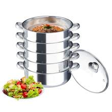 5tier Steamer Cookware Pot Stainless Steel Pot Stainless Steel Food Steamer &Lid - Silver - View 11