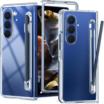 keshengtai 1pc Transparent Phone Case With Built-In Pen Holder And 1pc Stylus Pen, Compatible With Samsung Galaxy Z Fold 7 6 5 4 3 5G Waterproof Shockproof Anti-Fall Scratch Resistant