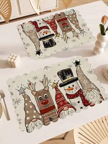 2 piezas/4 piezas Mantel aislado de lino con borde ondulado antideslizante y resistente al calor de 12*18 pulgadas para decoración de fiestas navideñas, reuniones familiares y fiestas en estilo granja - Multicolor - Ver 8