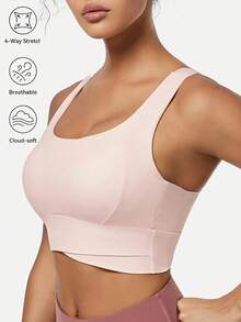 Yoga Tank Top, Breathable Sports Bra With Shock Absorption And Shaping Function, Sculpts Beautiful Back Lines, Suitable For Fitness Exercises Pink Spring - Pink - View 4