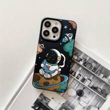 Funda protectora para phone con diseño de astronauta de dibujos animados (1 unidad), compatible con phone 16 Pro Max, 16, 15 Pro, 14, 14 Plus/14 Pro Max, 13, 13 Pro, 12 Pro, 11/11 Pro. Regalos para cumpleaños y fiestas. - Negro - Ver 1
