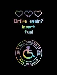 Not All Disabilities Are Visible Laser Car Sticker, Car Door & Window Decor, "Drive Again" Pixel Waterproof Car Decal For Sedan, SUV, Fuel Tank