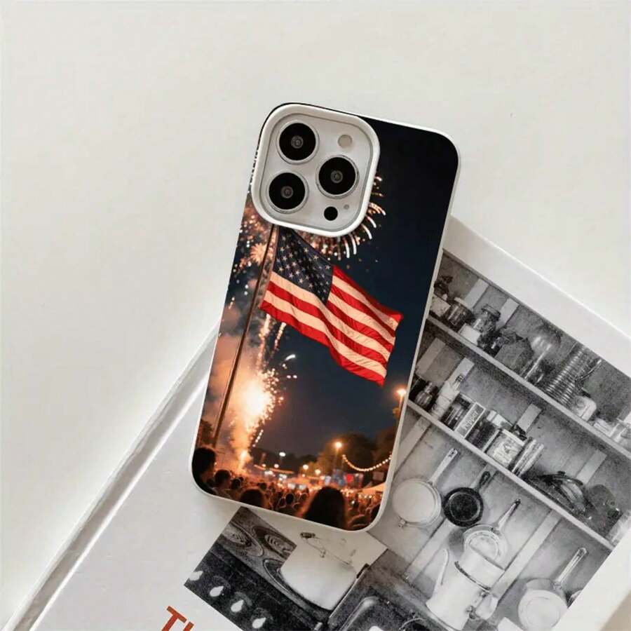 Funda protectora para phone con diseño de fuegos artificiales americanos (1 unidad), compatible con phone 16 Pro Max, 16, 15 Pro, 14, 14 Plus/14 Pro Max, 13, 13 Pro, 12 Pro, 11/11 Pro. Regalos para cumpleaños y festividades - Blanco - Ver 1